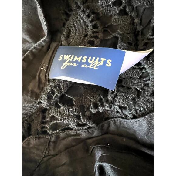 Swimsuits For All women's size 18/20 coverup black crochet button-up - Picture 7 of 9